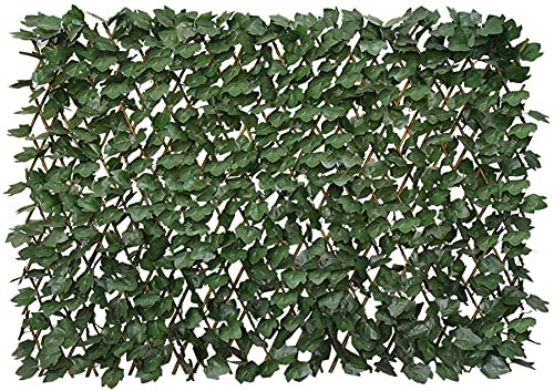 BYBAG Expandable Faux Ivy Fence Privacy Screen for Patio Outdoor Balcony Bedroom Decor,Artificial Dark Green Maple Leaves Wall Decoration Fencing Panel(Single Sided Leaves)