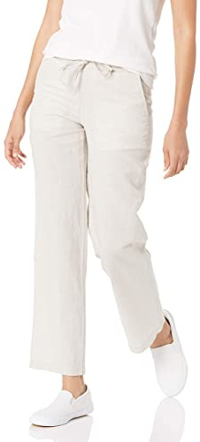 Amazon Essentials Women's Linen Blend Drawstring Relaxed-Fit Wide-Leg Trousers (Available in Plus Size)