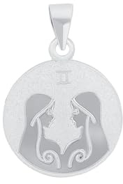 Amor Motivanhänger 925 Sterling Silber Unisex Damen Herren Anhänger, Silber, Zwillinge, Kommt in Schmuck Geschenk Box, 2028049