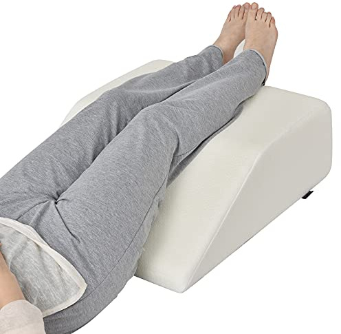 COSTWAY Cojín para Elevar Las Piernas, Almohada de cuña con 4 cm de Memoría de Forma, Revestimiento Transpirable Desmontable, Cuña en Espuma Aliviar Dolores en Las Piernas Caderas Rodillas (Blanco)