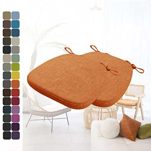 Kimgull 2er Set Stuhlkissen mit Bändern Bequeme Waschbare Rutschfestes Sitzkissen Ideal für zu Hause und Gartendekoration, viele Farben und Größen zur Auswahl (40X38X3CM Orange)