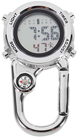 POPETPOP Montre à mousqueton numérique à clipser avec boussole pour sports de plein air, infirmières, médecins