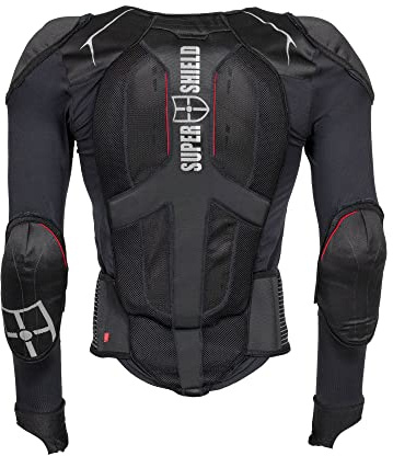 SUPER SHIELD Protektorenjacke, Rückenprotektor, Ellenbogenprotektoren & Schulterprotektoren, Level 2 CE Zertifiziert, Protektorenweste Ideal für Motorrad, Ski, Snowboard, Reiten & MTB, XXL