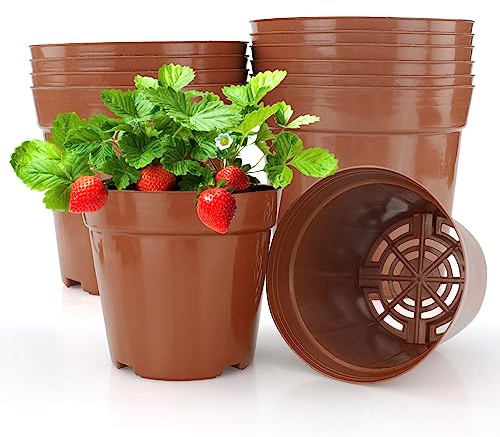 LWMLWM Odlingskrukor, Ø 12 cm, 10 stycken premium odlade krukor – planteringskrukor rund för plantering – blomkrukor för plantor för frukt, grönsaker, växter, suckulenter, sticklingar, omplantering