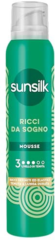 Sunsilk Mousse “Ricci da Sogno”, Spuma Capelli Ricci a Lunga Tenuta, Morbidi e Definiti Senza Effetto Crespo, con Olio di Macadamia, Elastina e Biotina, 200ml