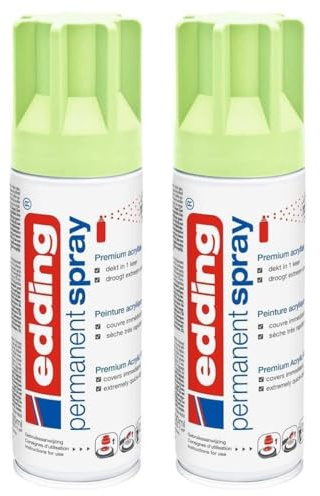 EDDING Lot de 2 Sprays Peinture Permanente 200ml Indoor/Outdoor Vert Pastel