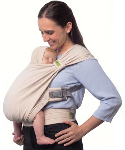 Boba Bliss Portabebés Recién Nacidos y Niños Pequeños, Mochila Portabebés Ergonómica, Fular Portabebé 2 en 1, Canguro para Bebé sin Ataduras, Fular Portabebé Suave y Elástico, 3-15kg (Organic Stone)
