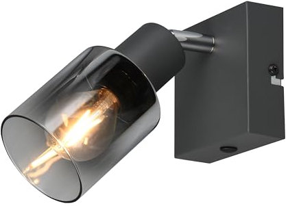 Reality Leuchten Wandspot Cadiz R81781042, Metall Anthrazit, Glas Chrom bedampft, exkl. 1x E14