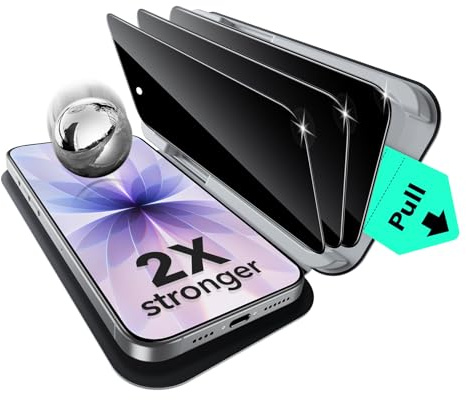 ESR 3 Pack 9H+ Glass for iPhone 17/iPhone 16 Pro Screen Protector Privacy, [Military Grade Shatterproof & Longest Durable] Anti-spy