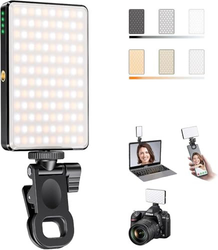 SEAEYES Selfie Licht Handy, 120 LED Handylicht mit Clip CRI 95+ 2500–9000K LED Videolicht mit 3000mAh Akku, Stufenlos Dimmbares Licht für iPhone/Vlogging/Fotografie/Videokonferenzen
