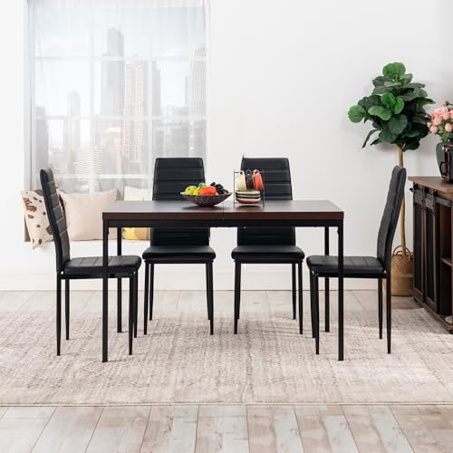 FurnitureR Tables de Banquet Rectangulaires en Brune, pour 4 à 6 Personnes, Plateau en Bois Epais avec Structure Métallique, pour Formations, Réunions, Conférences, Repas, 120x70x75cm