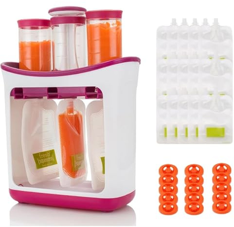 Squeeze Station, estación de compresión para alimentos para bebés con 15 bolsas compresibles sin BPA para batido de jugo de frutas, máquina de alimentos para el hogar y la cocina