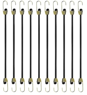 10 pcs Tendeurs Elastique avec Crochets, 25 cm Petite Corde – Sandows Mini Cordon Tension en Caoutchouc Robuste, Corde Élastique Polypropylène pour Camping, Bâche, Bagages, Fixation Tente, Jardin, Ma