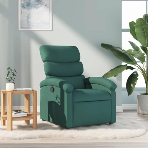 Owoxanthellate Poltrona relax verde scuro con funzione sdraiata manuale, 70 x 92 x 99,5 cm, rivestimento in tessuto salvaspazio per soggiorno, ufficio, casa, cinema