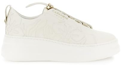 CAFèNOIR - Sneakers con Lacci Elastici in Pelle Rivestita E Decori, da Donna, Colore off White, Taglia 38