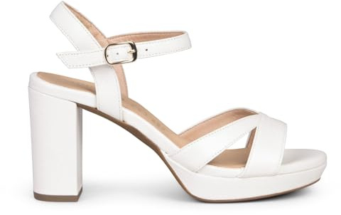 miMaO. Sandalias de Fiesta Cómodas en Piel con tacón y Plataforma. con Plantilla de Gel. Diseñado y Fabricado en España