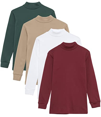 Camiseta termica Interior niño Cuello Medio Alto Semi Cisne niño Manga Larga Colores Lisos (Pack Multicolor A, 4 años)