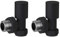 Noir Angled Towel Radiator Valves Matte Black Round 15mm *Twin Pack*