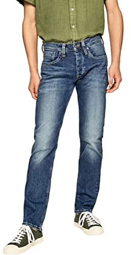 Pepe Jeans Herren Jeans Cash - Regular Fit - Blau - Streaky Stretch Medium W28-W40 98% Baumwolle, Größe:32W / 34L, Farbvariante:Streaky Stretch Medium Z23