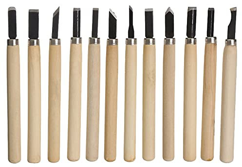Woohome 12 Pz Set di Strumenti per Intaglio del Legno, Scalpelli per Intaglio Professionali per Intaglio del Legno per Intagliare Legno
