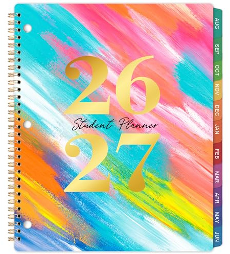 Student Planner 2026-2027 - School Planner, Aug. 2026 - Jun. 2027, 8.5 x 11, School Planner 26-27, 2026-2027 Academic Planner with 3-Hole Punched, Colourful Monthly Tabs & Stickers