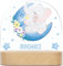 GRAVURZEILE Personalisiertes Kinder Nachtlicht - Mond Design - LED Nachttischlampe für das Kinderzimmer - Personalisierte Geschenke für Kinder & Babys - Geschenk zur Geburt - Babygeschenk - Elefant