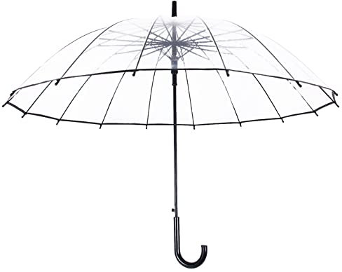 Meichoon Clear Umbrella for Rain Wedding 16 Fiberglass Ribs Big Size Windproof Auto Open See Through Travel Essentials Women and Men