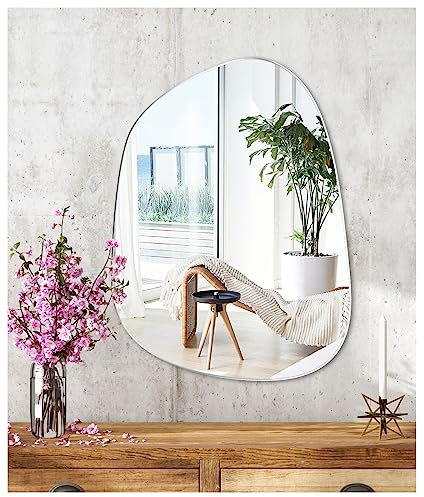 JMITHA Self-Adhesive HD Glass Mirror - Irregular Wall Decor for Bathroom, Door, Hallway, Living Room, Bedroom