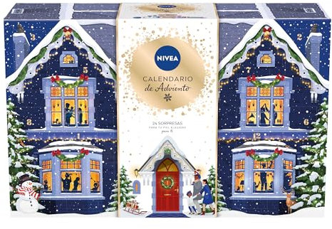 NIVEA Calendario de Adviento de 2024, set de regalo NIVEA con 24 productos imprescindibles, calendario de Navidad con cosméticos y accesorios