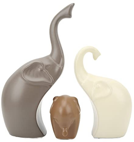 Sculture di Elefanti in Ceramica, Coppia di Elefanti Moderni per Ufficio e Libreria