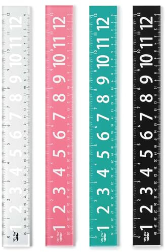 Mr. Pen- Plastic Rulers with Large Numbers, 4 Pack, 12 Inch, Easy-to-Read Markings, Scratch-Resistant Design, Durable Ruler for Crafting Office & School, Colorful Rulers for Kids, School Supplies