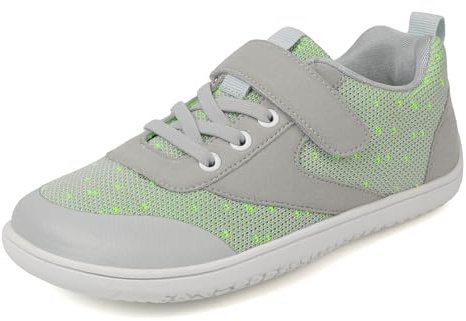 LYKDKAS Boys Wide Barefoot Shoes Girls Minimalist Walking Shoes Kids Trail Running Shoes Sneaker Gray 4UK