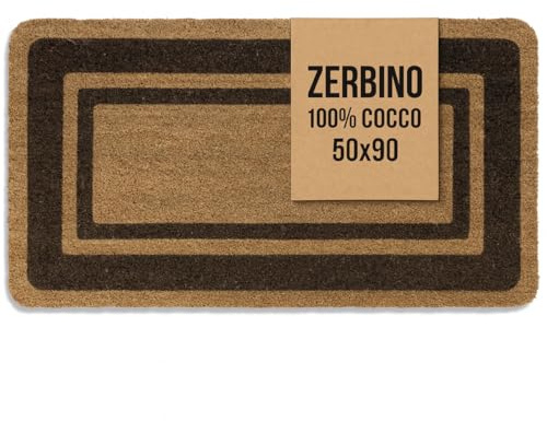 Tomaino - Zerbino Ingresso Esterno Cocco - Tappeto in Fibra di Cocco Naturale Antiscivolo - Tappetino per Esterno Porta Ufficio, Negozio, Casa (Marrone, 50x90)
