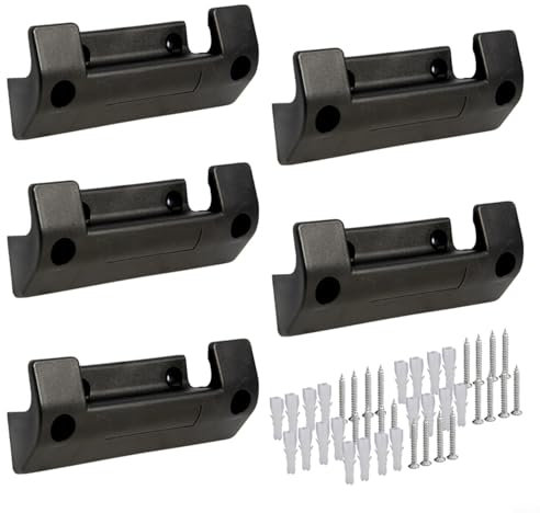 Sileduove 5 Stück schwarze PVC-Wasserschlauch-Halterung, Wandhalterung, Gartenschlauch-Aufbewahrung, Rohrbefestigung, mit Schrauben und Erweiterung