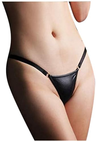 Lingerie Taille Haute Cuir Sexy pour Femmes comme Culotte String Confort Ajustement Lingerie pour l'appel Lingerie Sexy Fluo (Black, M)