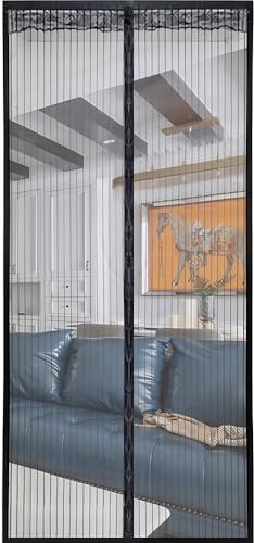 Armo® Heavy Duty Door Magnetic Screen Fly Bug Mosquito Insects Screen Mesh Magnetic Automatic Close Door Fly Screen 210CM X 90CM (Black)