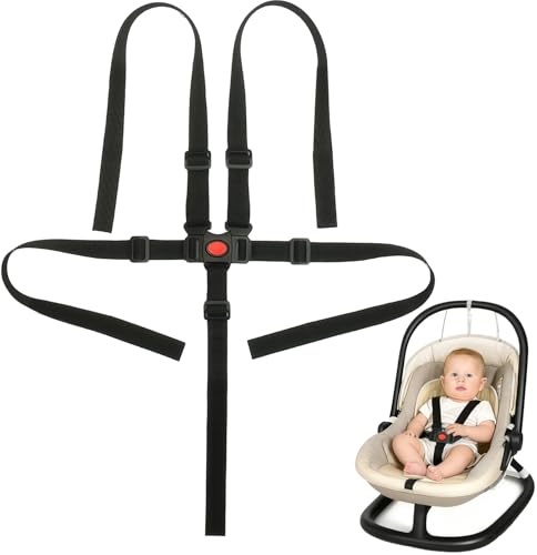Arnés Universal para Bebé de 5 Puntos, Correa Ajustable con Clip Antiescape, Seguridad para Trona, Cochecito, Buggy y Silla de Coche