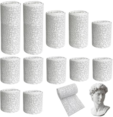 Golgner Set di 12 rotoli di bende per gesso, per fai da te, in gesso, per improntare la pancia del bambino, 5 cm/7,5 cm/10 cm/15 cm x 270 cm, per fai da te e modellare