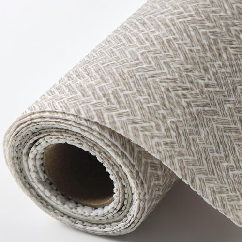 Tryougxa Beige Shelf Liner for Kitchen Cabinets Non-Adhesive Drawer Liner for Dresser Non-Slip Cabinet Liners Waterproof Linen Shelf Paper Cupboard Pantry Drawer Liners for Cabinets 11.8W x 118.1L