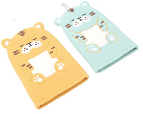 Healvian Serviettes de Bain en Coton et Polyester Lot de 2 Motif Tigre Cartoon Légères Absorption D'eau pour Garçon et Filles pour Bain