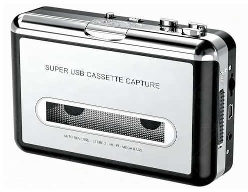 Convertidor y reproductor de casete portátil a MP3, conexión USB para PC/portátil, conector de 3,5 mm, marcha atrás, digitalización de cintas Walkman