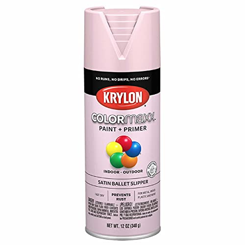 Krylon K05556007 COLORmaxx Spray Paint and Primer for Indoor/Outdoor Use, Satin Ballet Slipper Pink
