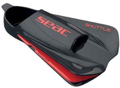 SEAC Shuttle Pinne Corte da Nuoto 100% Silicone per Allenamenti Cardio e di Forza, Unisex Adulto, Nero/Rosso (Black/Red Power), 38/39 EU