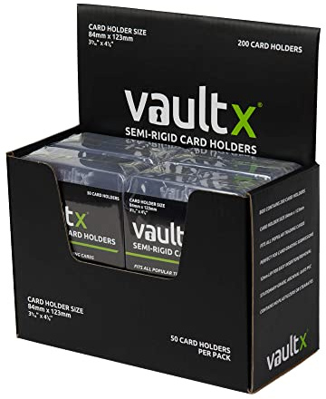 Vault X Semi-Rigid Trading Card Holders (200 Pack), Hard Sleeves for TCG and Sports Card Grading Submissions, Card Protectors