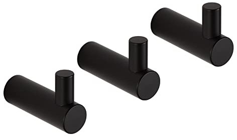 BVL Ganci per asciugamani neri, 3 confezioni di ganci per appendiabiti da parete in acciaio inox 304 per bagno e cucina