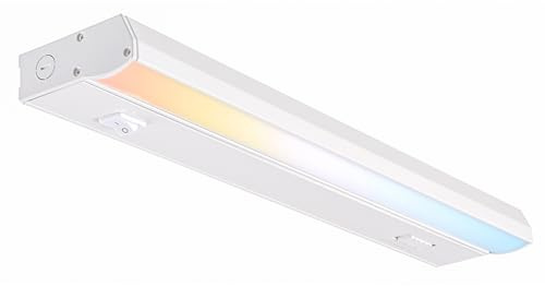 PARMIDA LED Under Cabinet Lighting, Hardwired Installation, 16 Inch, 14W, 5CCT Color Selectable - 2700K/3000K/4000K/5000K/6000K, ETL Listed, 120V, Dimmable, 1000 Lumens, White Finish