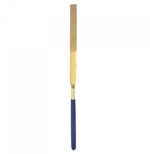 sourcing map Diamond Needle Files, 4mm x 160mm Titanium Coated Flat Files Hand Tool with TPU Handle for Metal Stone Wood