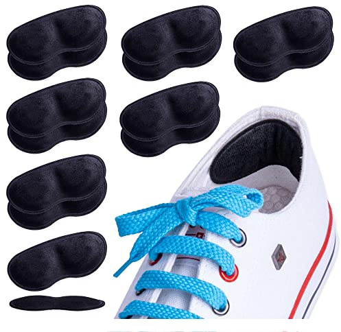 SULPO 7 par hälkuddar för skor, självhäftande hälkuddar för lätta att stora skor, mjukt hälskydd mot friktion och bubblor, för sneakers, pumps och arbetsskor, svart