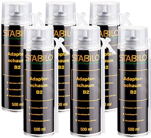 6x Adapterschaum B2-500ml | Montageschaum, Bauschaum, PU Schaum, Füll- und Dämmschaum | 6 Stück