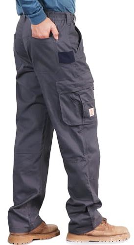 BOCOMAL FR Pants for Men Utility Cargo Pockets Flame Resistant/Fire Retardant Carpenter Water Oil Repellent Finish Dark Grey